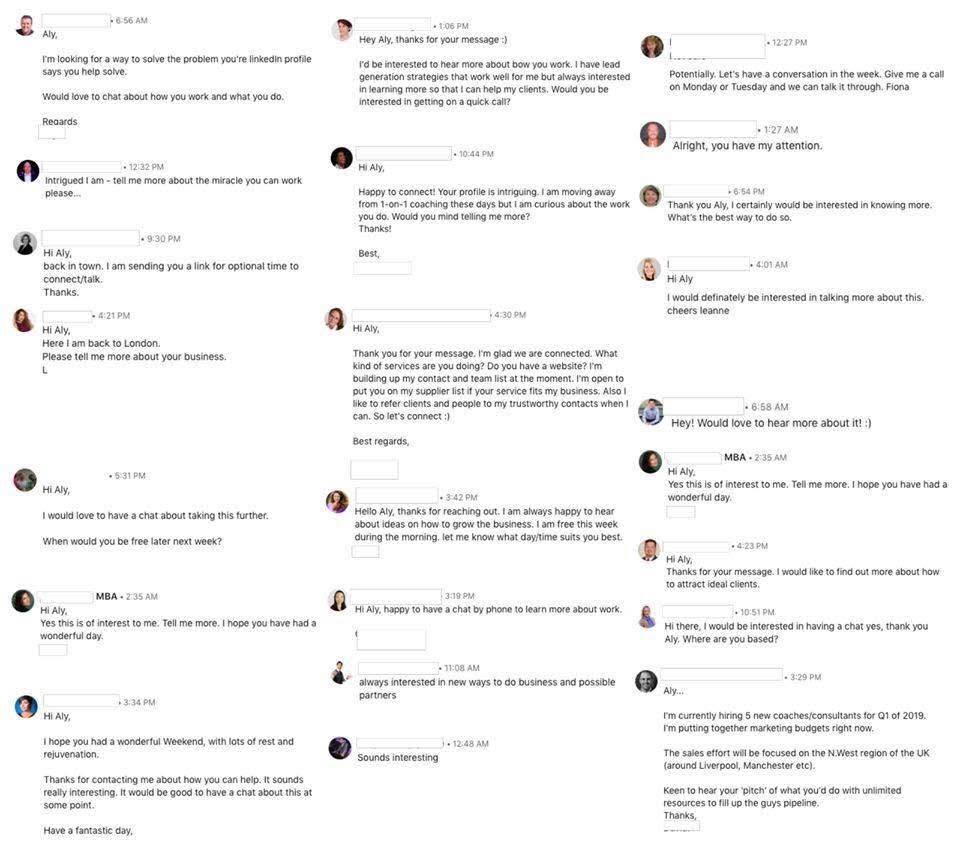Wall of inbound LinkedIn messages